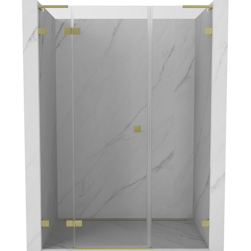Mexen Lunar L врати за душ лява 140 см, прозрачни, златисти четкани - 834SL-140-050-55-00-L