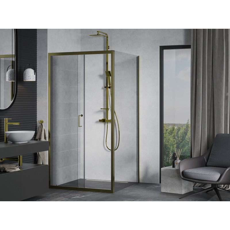Mexen Apia разтегателна душкабина 90 x 90 см, прозрачна, златна - 840-090-090-50-00