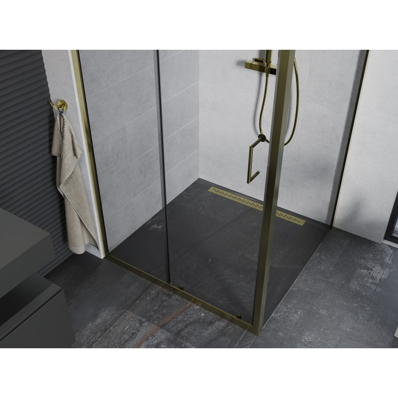 Mexen Apia разтегателна душкабина 90 x 90 см, прозрачна, златна - 840-090-090-50-00