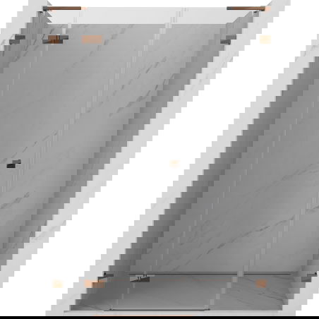 Mexen Lunar L ляво отваряща се душ врата 120 cm, прозрачна, розово злато - 834SL-120-050-60-00-L