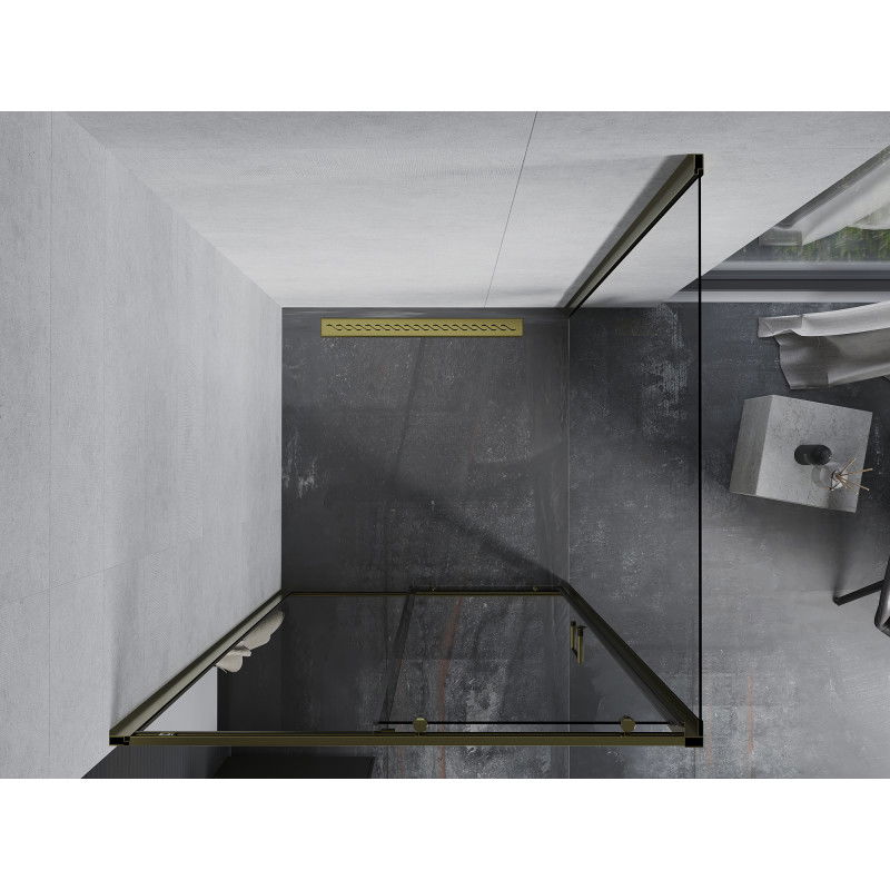 Mexen Apia плъзгаща се душ кабина 100 x 100 см, прозрачна, златна - 840-100-100-50-00