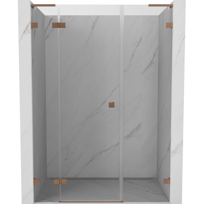 Mexen Lunar L лява душ кабина с врата 160 см, прозрачна, четкана мед - 834SL-160-050-65-00-L