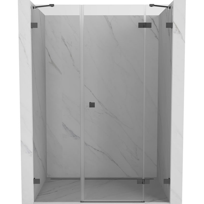 Mexen Lunar врати за душ кабина с десен панта 155 см, прозрачни, четка Gun Gray - 834S-155-050-66-00-P