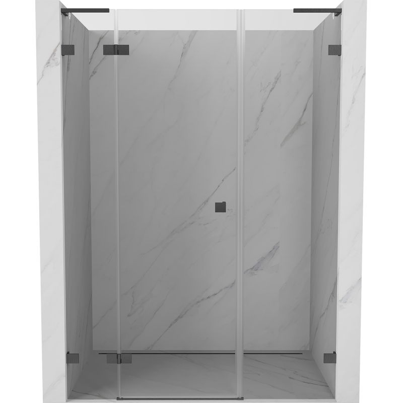 Mexen Lunar L ляви врати за душ 140 см, прозрачни, четка gun gray - 834SL-140-050-66-00-L