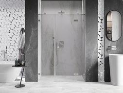 Mexen Lunar душ врати, десни 150 см, прозрачни, четка никел - 834S-150-050-97-00-P