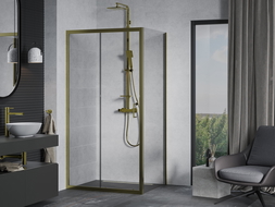 Mexen Apia душ кабина разтегателна 130 x 100 см, прозрачна, златна - 840-130-100-50-00