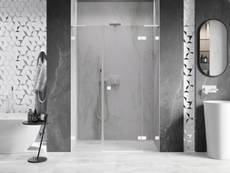 Mexen Lunar L преградни врати за душ кабина, люлеещи се надясно 135 см, прозрачни, бели - 834SL-135-050-20-00-P