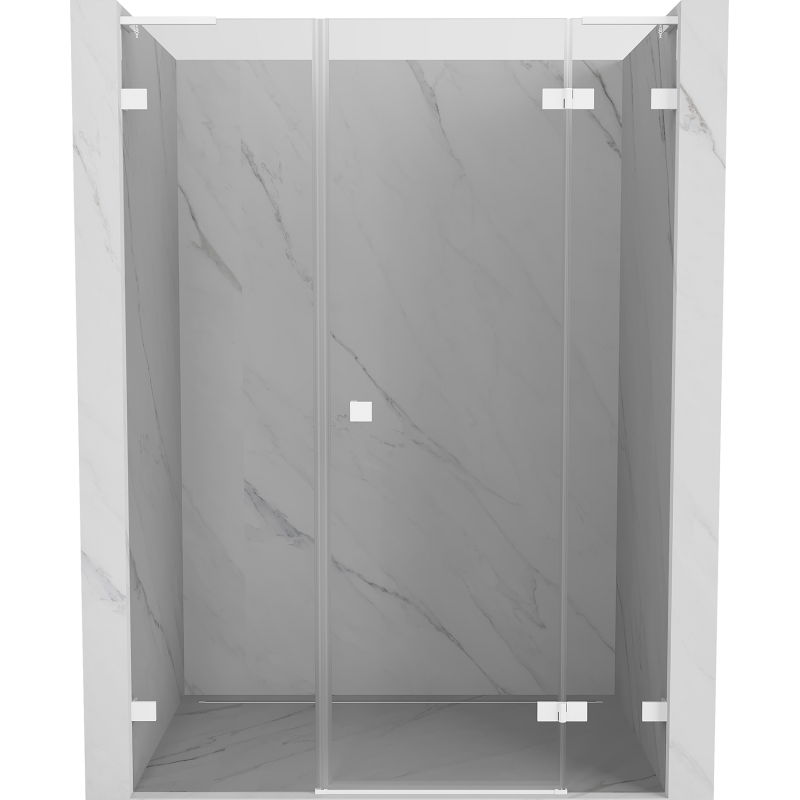 Mexen Lunar L врата за душ кабина, дясно отваряне, 155 см, прозрачни, бели - 834SL-155-050-20-00-P