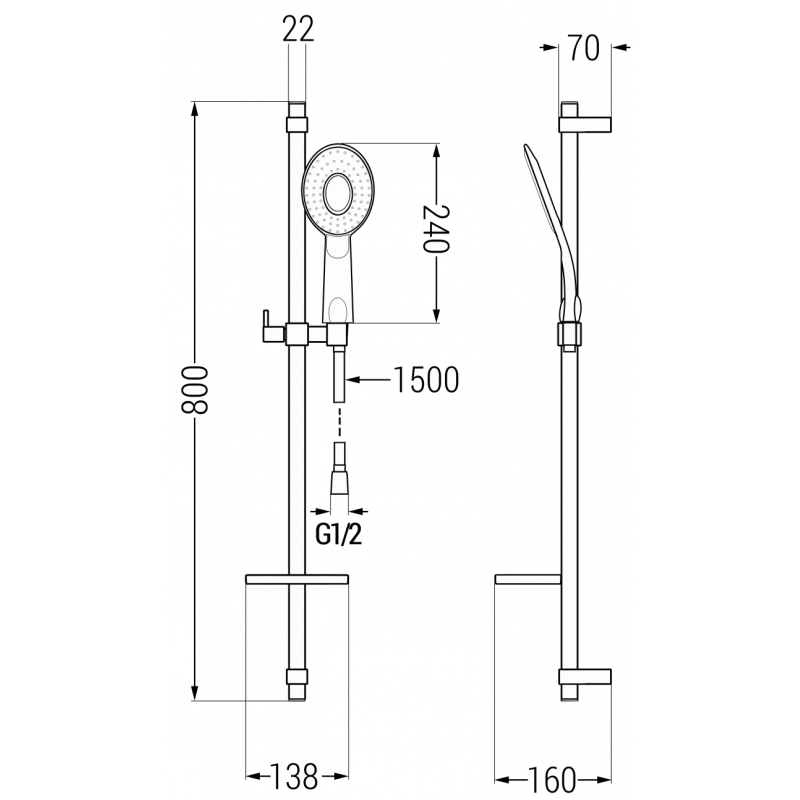 Mexen DQ73 подвижен душ комплект, хром - 785734581-02