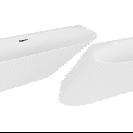 Mexen Sella свободностояща вана до стената, оребрена, 170 x 80 cm, бял гланц, преливник gun metal - 52711708000-95