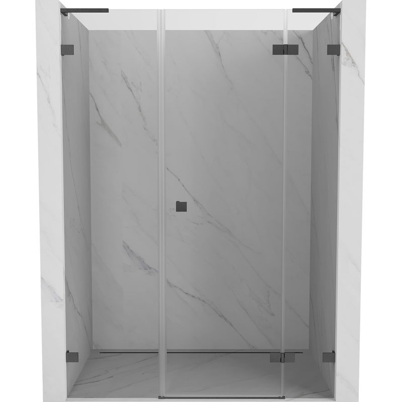 Mexen Lunar L десни отварящи се душ врати 155 см, прозрачно стъкло, четкано Gun Gray - 834SL-155-050-66-00-P