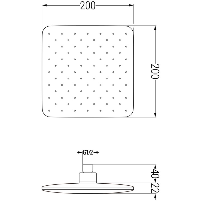 Mexen D-62 дъждовен душ 20x20 см, шлифован сив графит - 79762-66