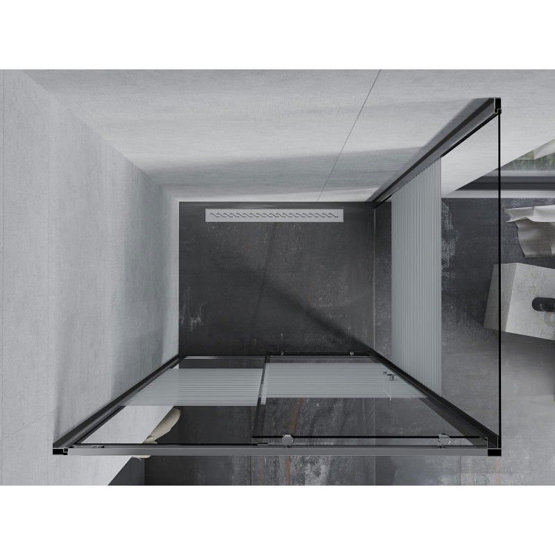 Mexen Apia разтегателна душ кабина 135 x 80 см, бели ленти, хром - 840-135-080-01-20