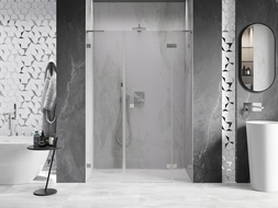 Mexen Lunar L душ врата на панти, дясно отваряне, 140 см, прозрачно, матиран никел - 834SL-140-050-97-00-P