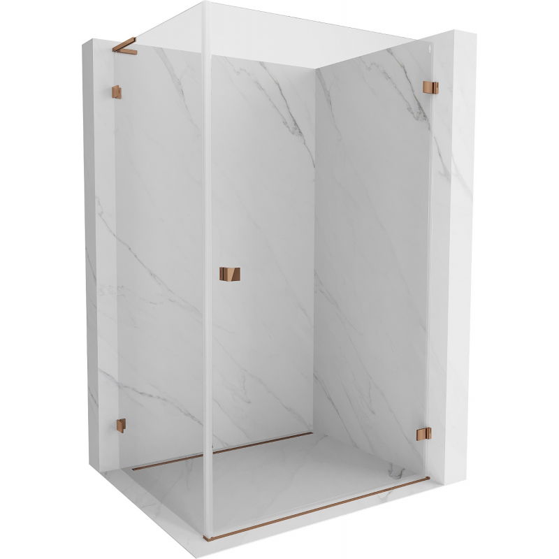 Mexen Lunar-B L ъглова душ кабина дясна 95 x 80 см, прозрачно, розово злато - 832L-095-080-60-00-P