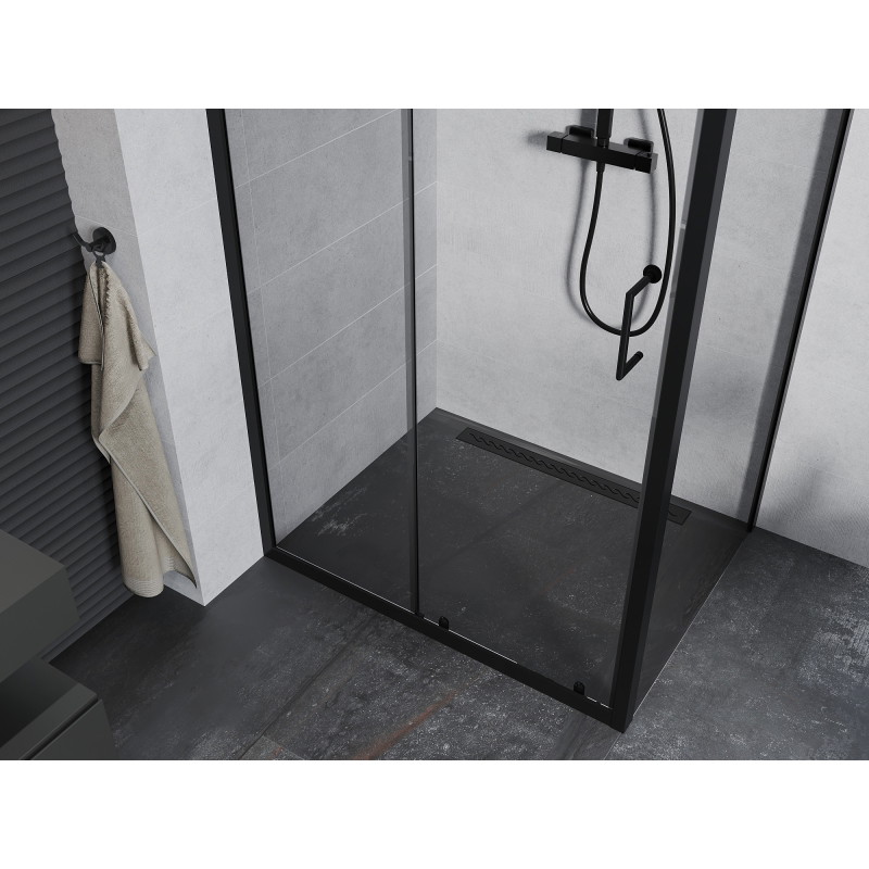 Mexen Apia разтегателна душ кабина 135 x 70 см, прозрачна, черна - 840-135-070-70-00