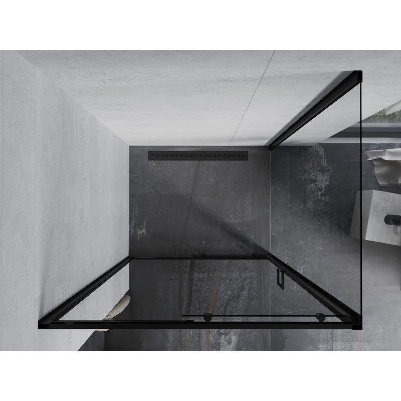 Mexen Apia плъзгаща се душ кабина 135 x 80 см, прозрачна, черна - 840-135-080-70-00