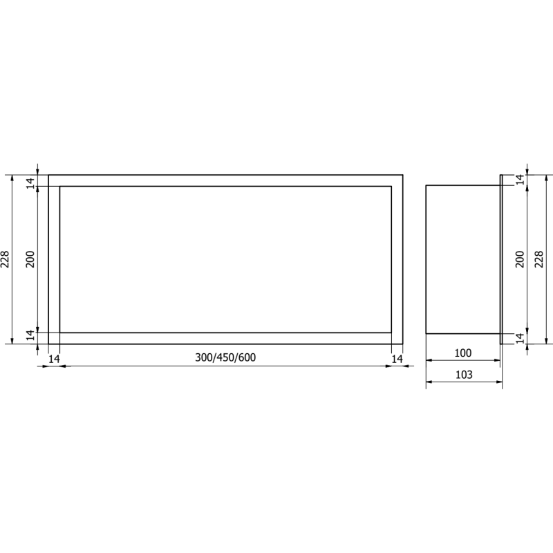 Mexen X-Wall-R нишева полица с яка 30 x 20 см, инокс - 1910302010