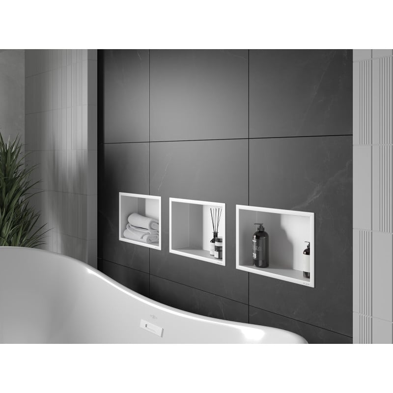 Mexen X-Wall-R нишова полица с фланец 30 x 20 см, бяла - 1920302010