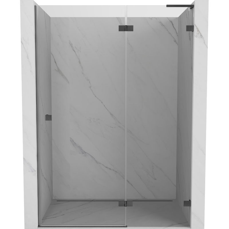 Mexen Lunar L десни отварящи се душ врати 130 см, прозрачни, четка gun gray - 834L-130-000-66-00-P