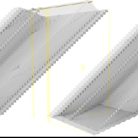 Mexen Mist T отваряема душ кабина 75 x 80 см, прозрачна, златиста четкана - 8A4T-075-080-55-00