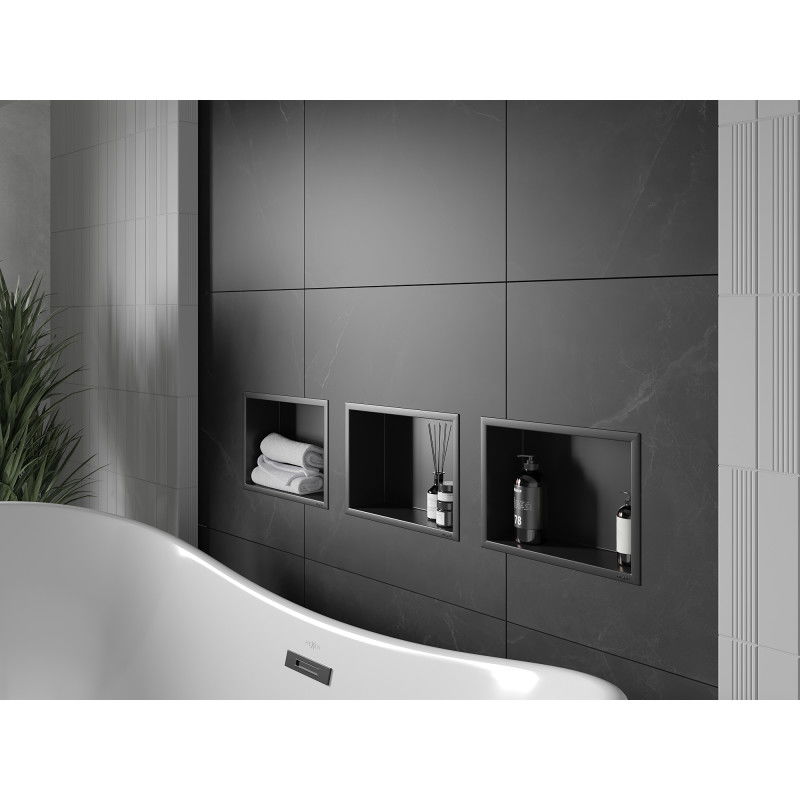 Mexen X-Wall-R вградена лавица с яка 30 x 20 см, черна - 1970302010