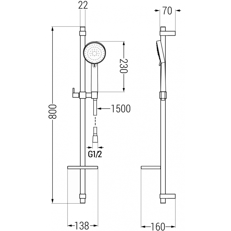 Mexen DQ75 плъзгащ душ комплект, хром - 785754581-00