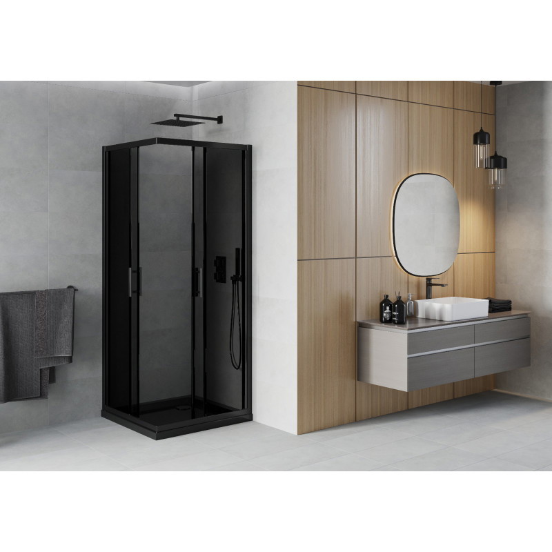 Mexen Rio Квадратна душ кабина 90 x 90 см, графит, черна + душ подложка Flat,