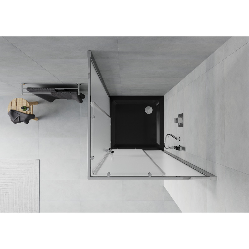 Mexen Rio квадратна душ кабина 70 x 70 см, матирана, хром + тавичка Flat, черна