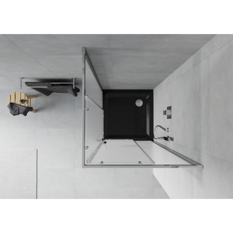 Mexen Rio квадратна душ кабина 70 x 70 см, матирано стъкло, хром + душовка Flat,