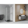 Mexen Rio квадратна душ кабина 70 x 70 см, матирана, хром + тавичка Flat, черна