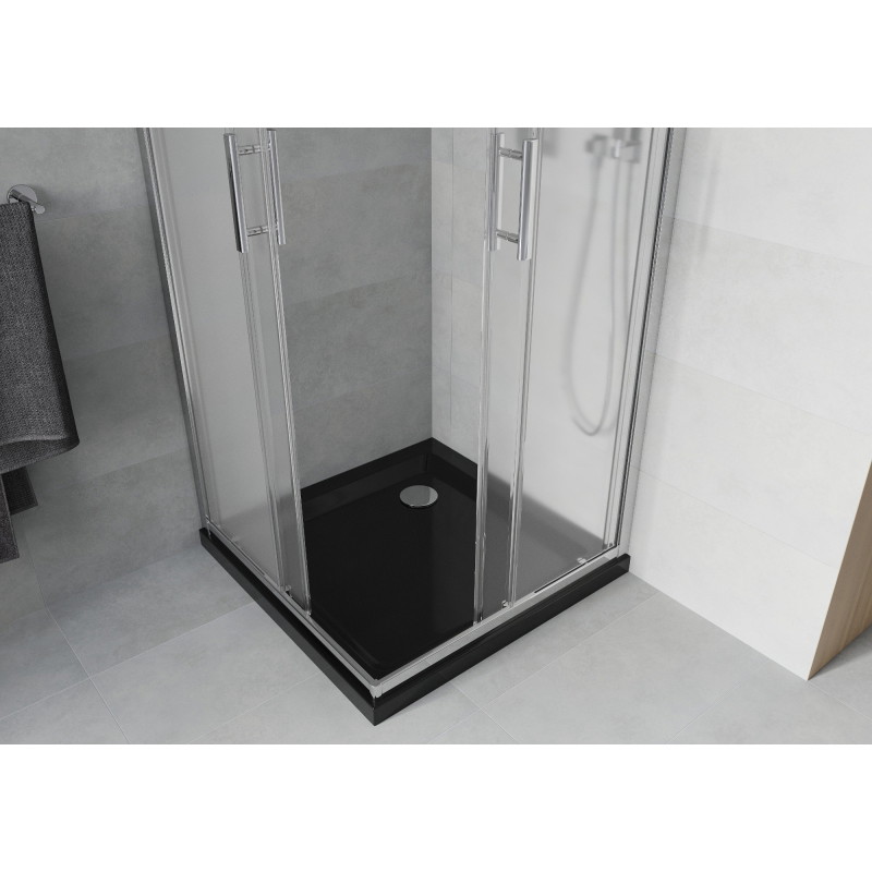 Mexen Rio квадратна душ кабина 70 x 70 см, матирано стъкло, хром + душовка Flat,