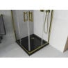 Mexen Rio квадратна душ кабина 70 x 70 см, прозрачна, златна + подложка Flat, черна- 860-070-070-50-00-4070G