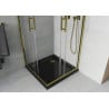 Mexen Rio квадратна душ кабина 70 x 70 см, прозрачна, златна + подложка Flat, черна- 860-070-070-50-00-4070G
