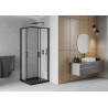 Mexen Rio квадратна душ кабина 70 x 70 см, матирана, черна + корито Flat, черно