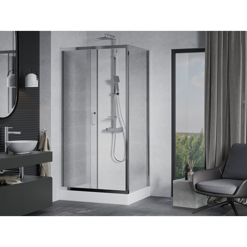 Mexen Apia плъзгаща се душ кабина 100 x 80 см, прозрачна, хром + душ поддуш Rio