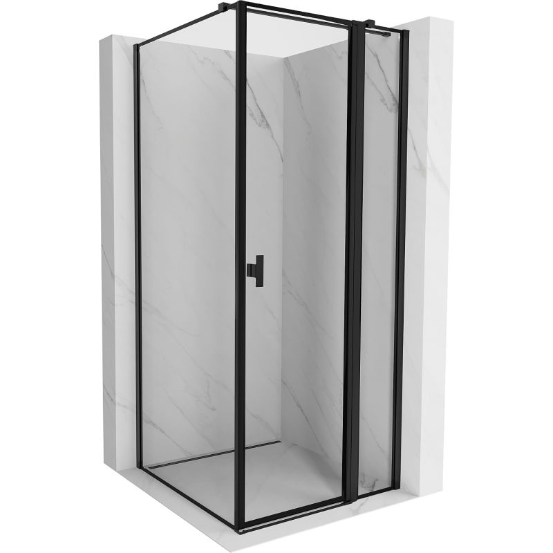 Mexen Mist T душ кабина с въртяща се врата, дясна 85 x 85 см, черна рамка, черна - 8A4T-085-085-70-70-P