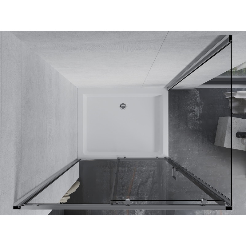 Mexen Apia разтегателна душ кабина 120 x 90 см, прозрачна, хром + корито Rio
