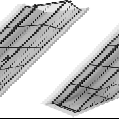 Mexen Mist Т душкабина лява 90 x 90 см, черна решетка, черен - 8A4T-090-090-70-77-L