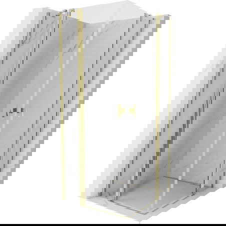 Mexen Mist Duo душ кабина, отваряема, 90 x 90 см, прозрачна, златна - 8A4-090-090-50-00