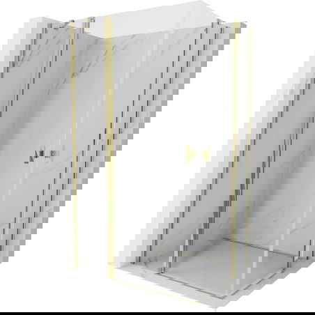 Mexen Mist Duo Душ кабина с отваряща врата 115 x 90 см, прозрачна, златна - 8A4-115-090-50-00