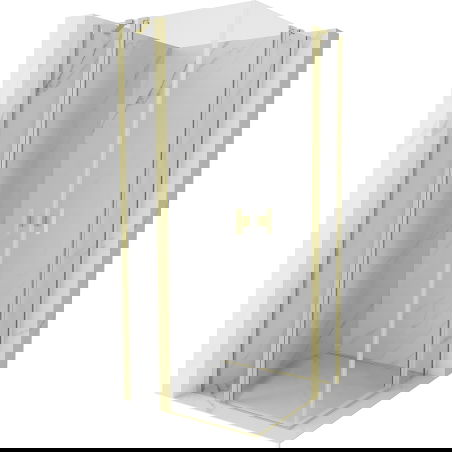 Mexen Mist Duo душ кабина отваряема 75 x 75 см, прозрачна, злато матирано - 8A4-075-075-55-00
