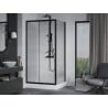 Mexen Apia плъзгаща се душ кабина 100 x 80 см, прозрачна, черна + корито Rio - 840-100-080-70-00-4510