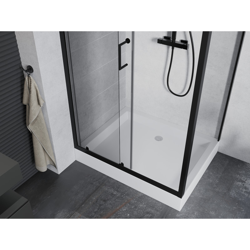 Mexen Apia разтегателна душ кабина 120 x 80 см, прозрачна, черна + корито Rio