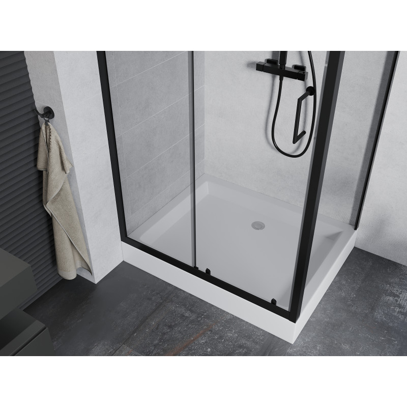 Mexen Apia разтегателна душ кабина 120 x 80 см, прозрачна, черна + корито Rio