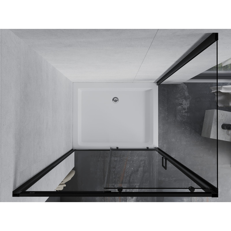 Mexen Apia разтегателна душ кабина 120 x 80 см, прозрачна, черна + корито Rio