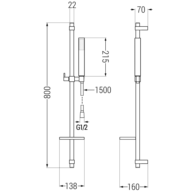 Mexen DQ77 комплект плъзгащ се душ, черен - 785774581-70
