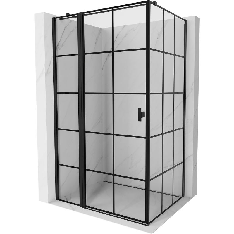 Mexen Mist T лява отваряща се душ кабина 120 x 100 см, черна решетка, черна - 8A4T-120-100-70-77-L