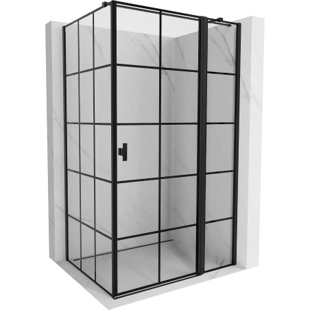 Mexen Mist T душ кабина отваряема дясна 115 x 75 см, черна решетка, черна