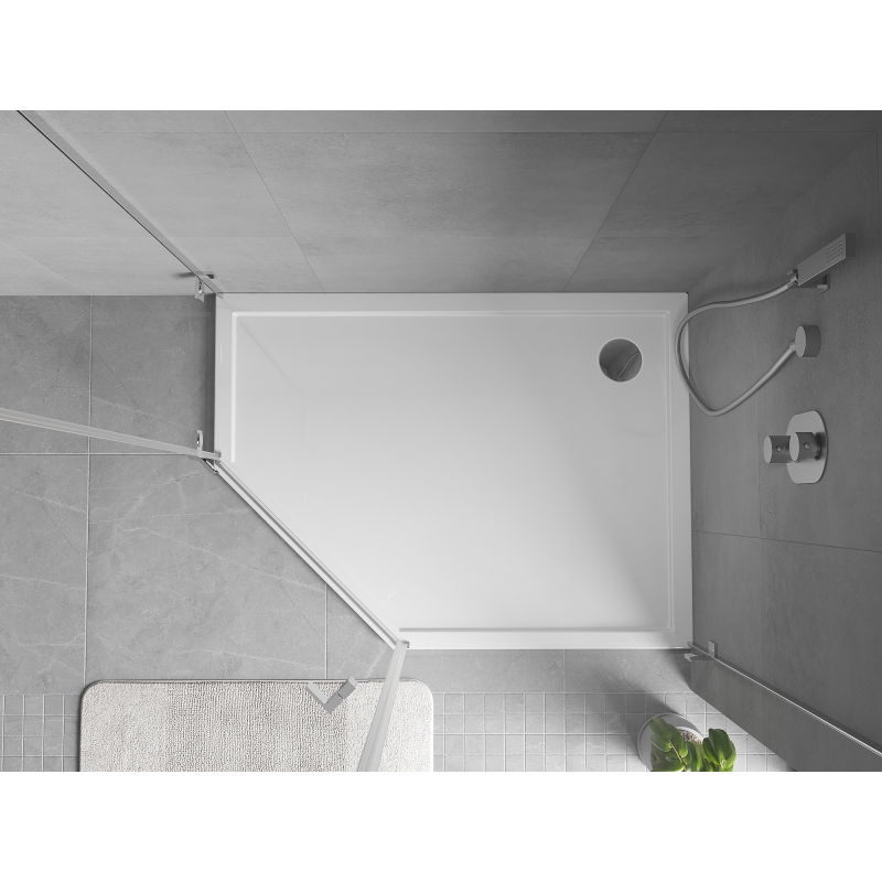 Mexen Flow петоъгълен поддушов панел Slim десен 100 x 80 cm, бял гланц - 46P108010R